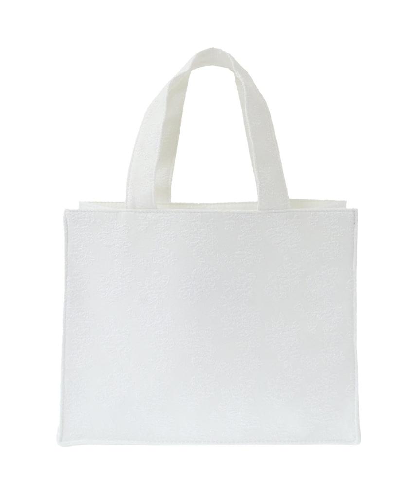 Maison de FLEUR Line Ribbon Jacquard Square Tote Bag, Weiß, F Tote Bag, 08000481500