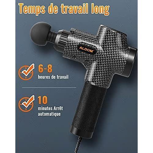 Pistolet De Massage Musculaire ALDOM Appareil De Massage Masseur De Muscle Profonds Avec 30 Niveaux Réglables, 6 Têtes De Massage Et