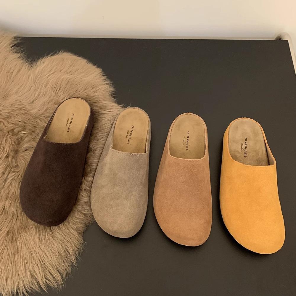 Large size Birkenstock shoes bag head half slippers women's summer wear 2025 spring and autumn new soft sole retro ugly Boken half to