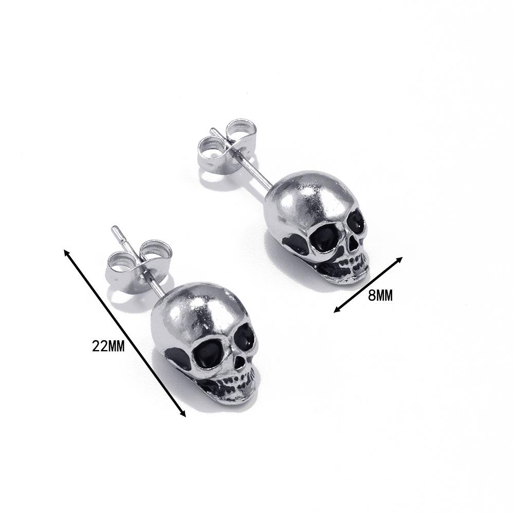 Punkové Retro Náušnice Lebky ze Zinkové Slitiny - Temný Halloweenský Unisex Design