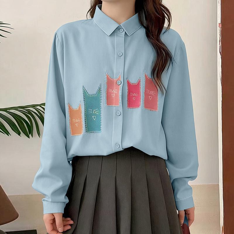 ZANZEA Damska luźna bluzka z długim rękawem i luźnym nadrukiem