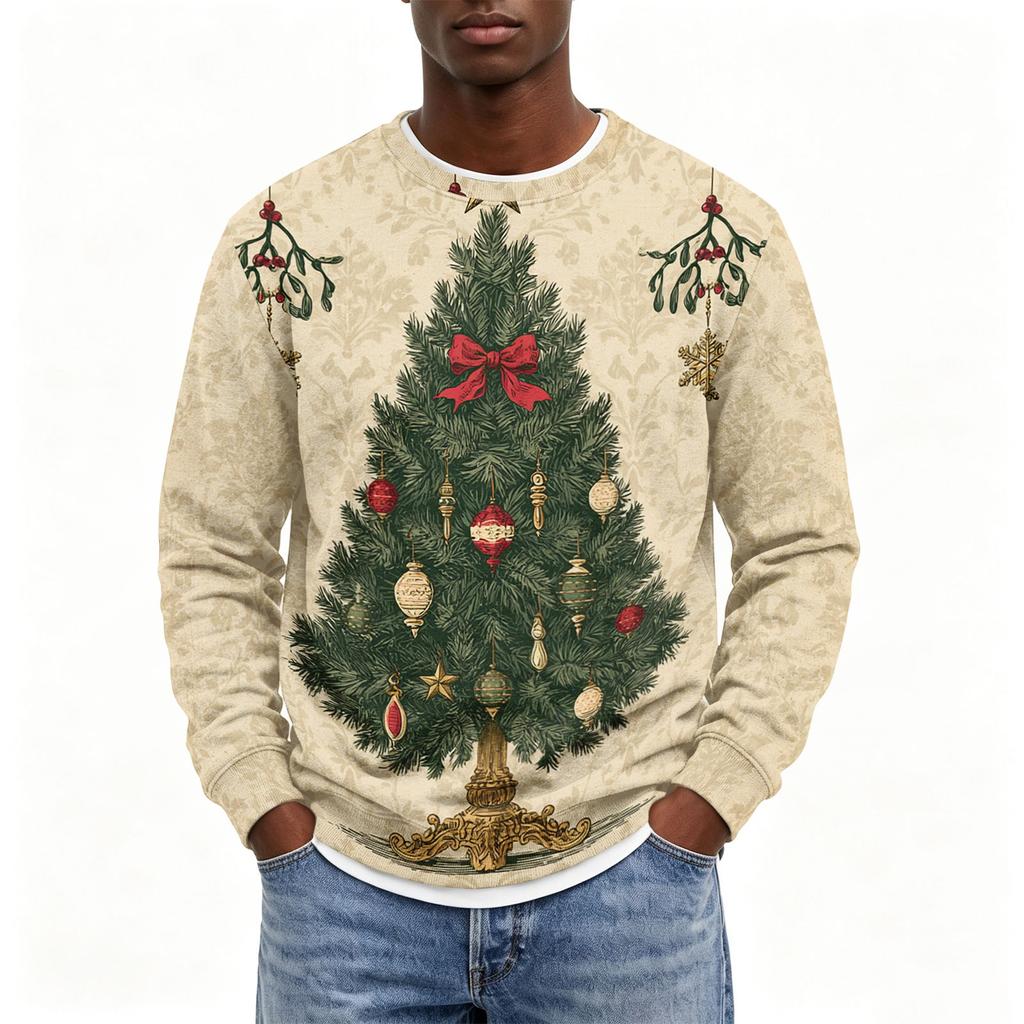 Herren Weihnachtspullover mit Rundhalsausschnitt