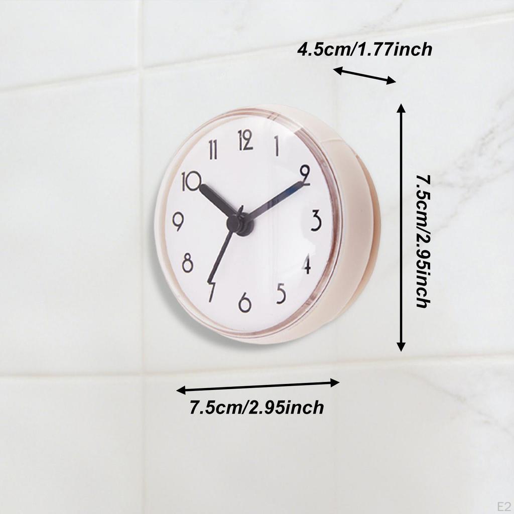 Bathroom Shower Clock Round Wall Hanging,Home Decor with Suction Cup Water Resistant for