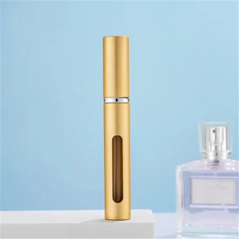 1pc 5ml Portable Perfume Bottle Mini Metal Sprayer Refillable Aluminum Empty Glass Atomizer Travel Women Cosmetic Containers