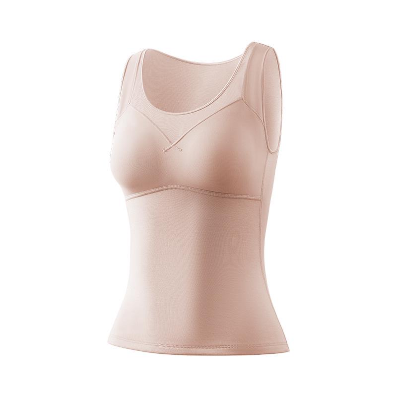 2025 Women's Mulberry Silk Warm Vest: Beautiful Back Design & Built-in Bra