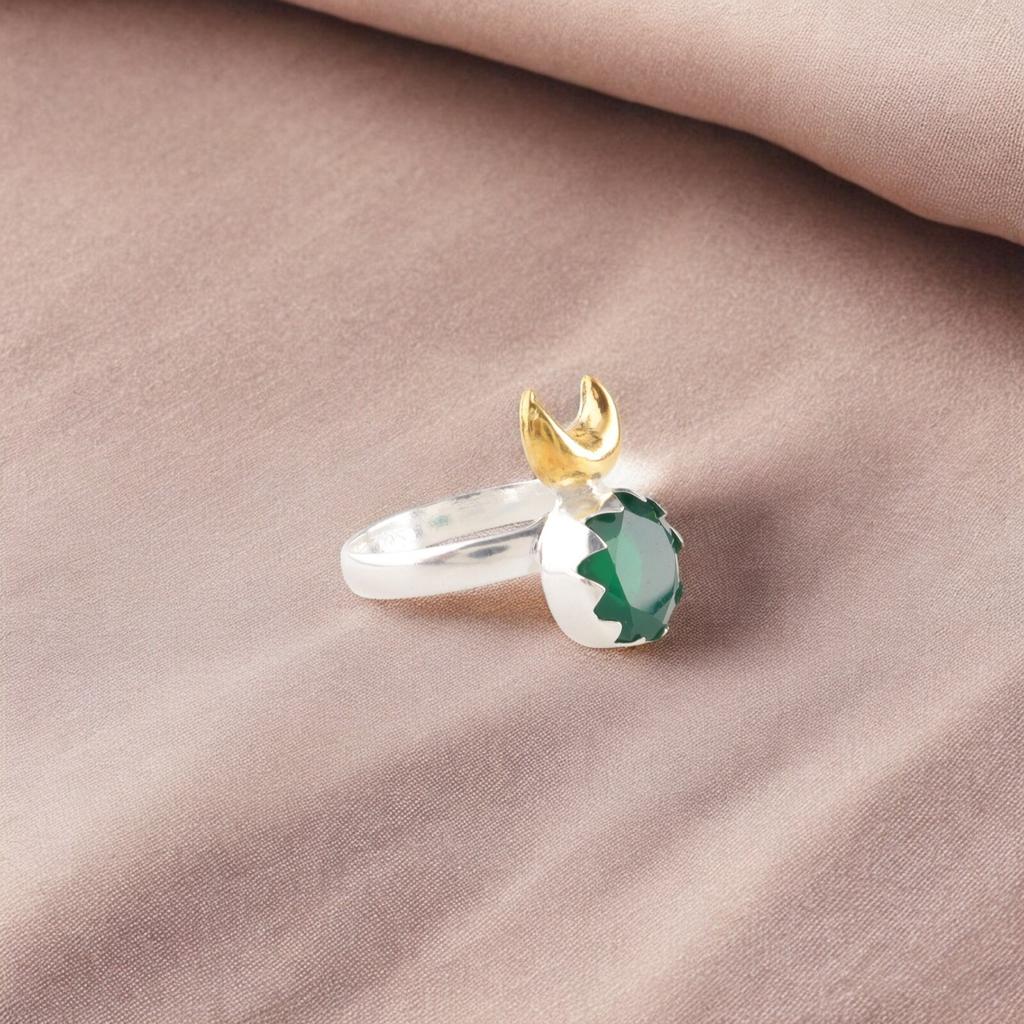 Green Onyx Gemstone 925 Sterling Silver Jewelry Handmade Ring For Wedding Gift RR-58-21