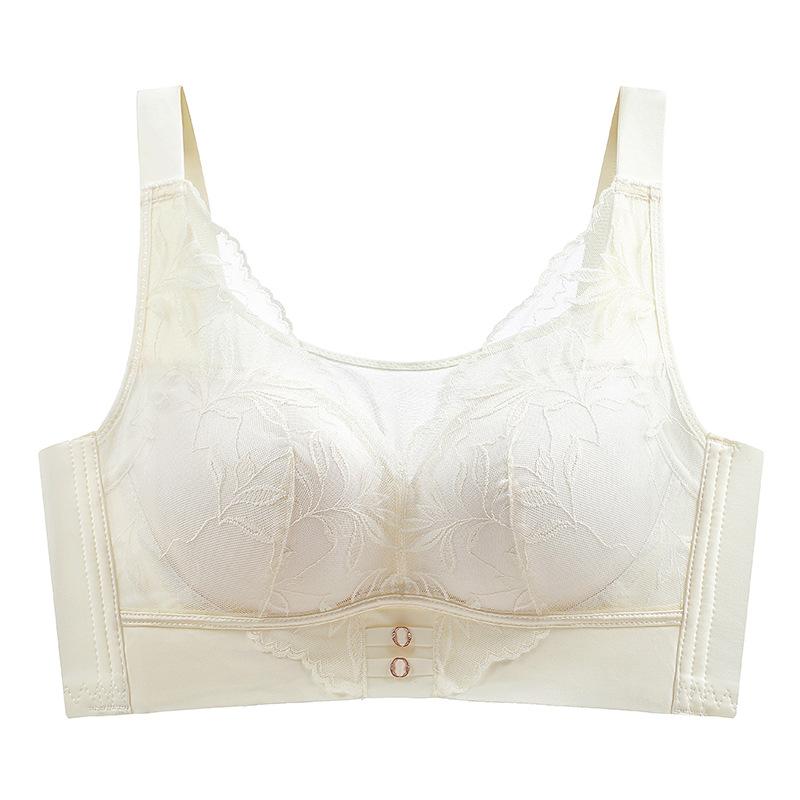 Thin Adjustable Women's Big Breasts Show Small Upper Support Lace Collection Breast Anti-sagging No Steel Ring Gathering Bra 11