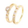 Exquisite Sweet Double Zircon Flower Geometric Square Stackable Rings Jewelry