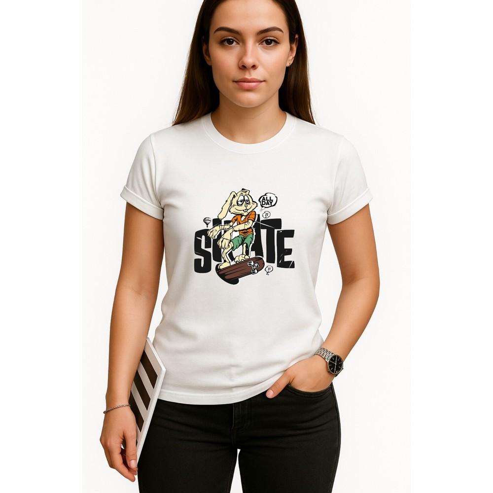Rabbit Skating T-Shirt – Funny Pet Skater Graphic Tee,Skating Rabbit Tee