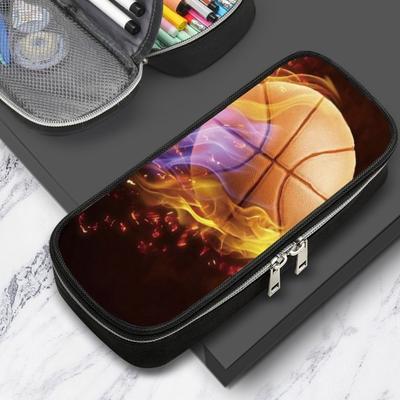 Durable Polyester Pencil Case Soccer Pattern with Zipper Soccer Pattern Pen Bag Sports Theme Multifunction Bag