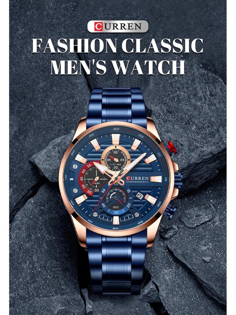 CURREN 8415 Men's Six-Hand Quartz Waterproof Business Watch with Calendar