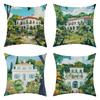 Pastoral fairy tale beauty and the elderly linen throw pillow four-piece set, labeled