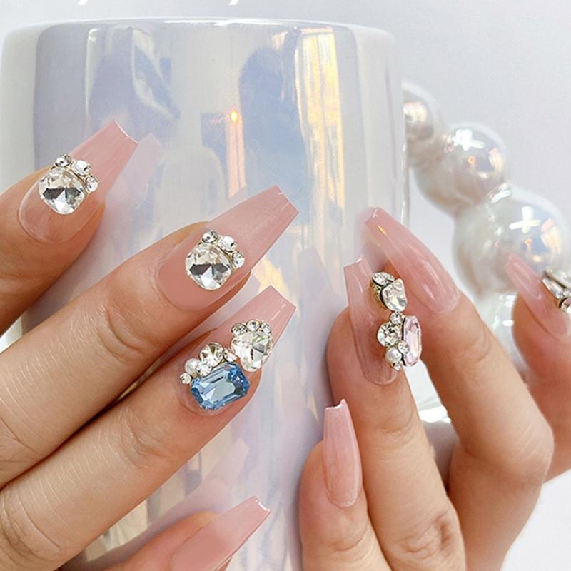 10Pack Rhinestones 3D Nail Art Crystal Rhinestones Nail Tips Decorations Crystal 3D Nails Charm Manicure for Women