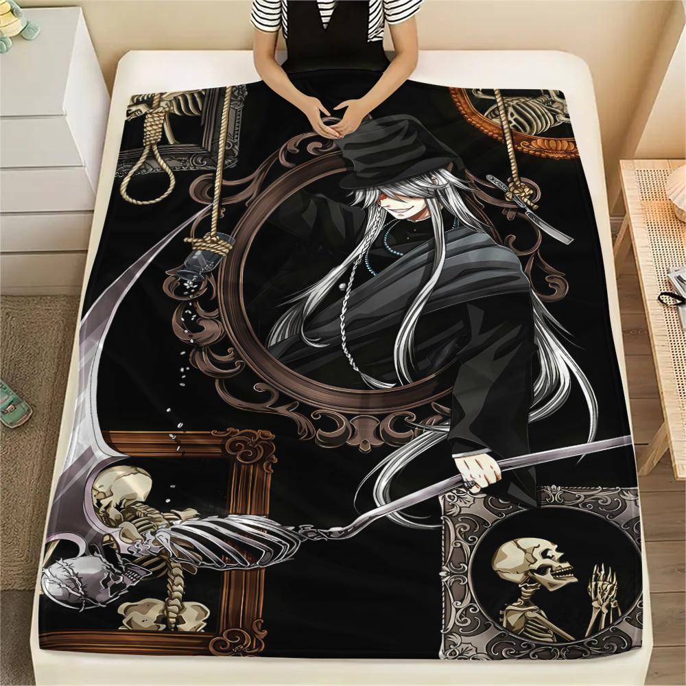1PC Black Butler Print Flannel Blanket, High Quality All Seasons, Home Decor, Warmth and Comfort, Perfect for Christmas Gifts