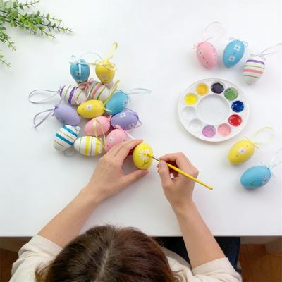 12 Pcs Multicolor Plastic Easter Eggs DIY Egg Painting Toy for for Home Kids Activities Easter Party Supplies