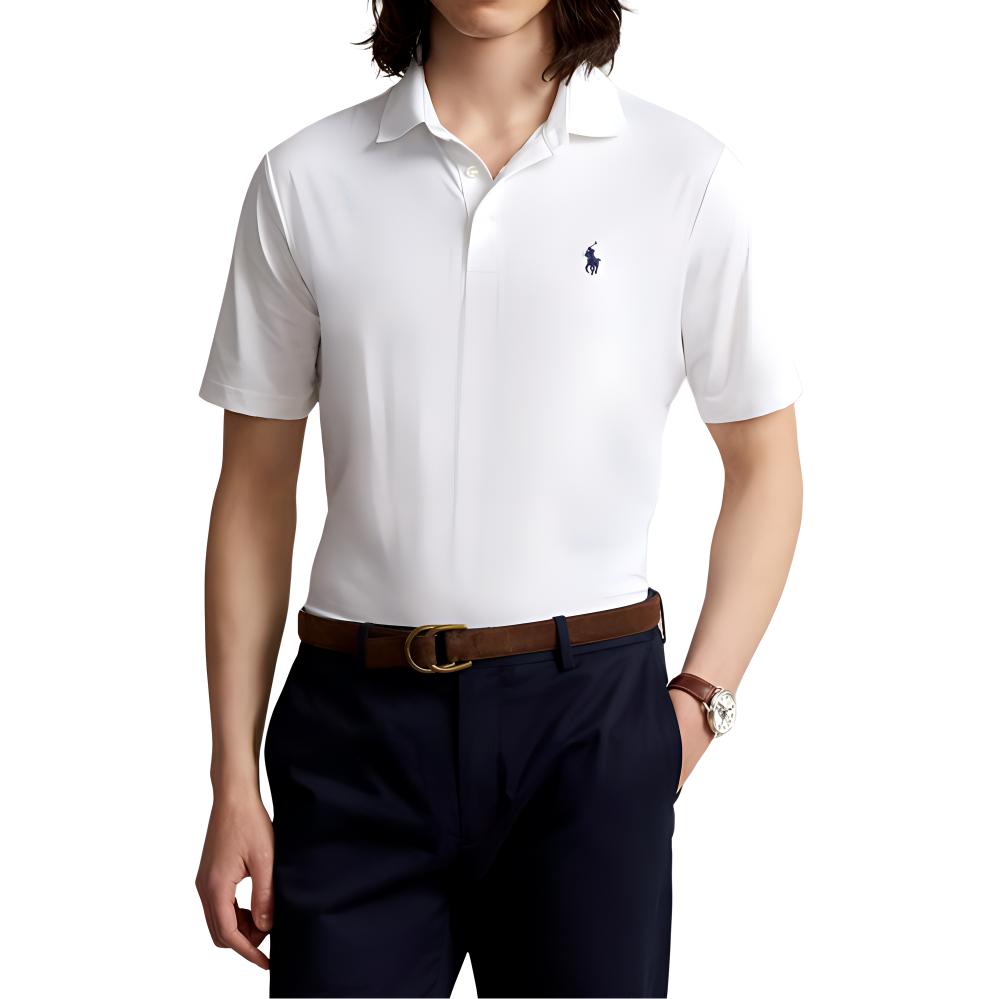 Polo Ralph Lauren SS24 Ribbed Embroidered Short Sleeve Polo Shirt Men tops White 710864868-004