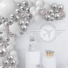 Metal Silver White Confetti Chrome Metallic Globos Party Balloons Arch Garland Kit Birthday Decorations Supplies Wedding