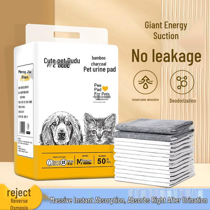 

Bamboo Charcoal Pet Urine Pads: Strong Absorbent, Deodorizing, Disposable Pads for Dogs, Cats, and Rabbits. Standard 33*45-50 pcs