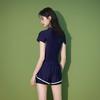 Women's Fat-Covering Slimming Short Sleeve Two-Piece Swimsuit for Swimming Pool