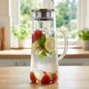 1.3L Glass Jug With Lid For Serving Tea, Water, Juice, Mulled Wine