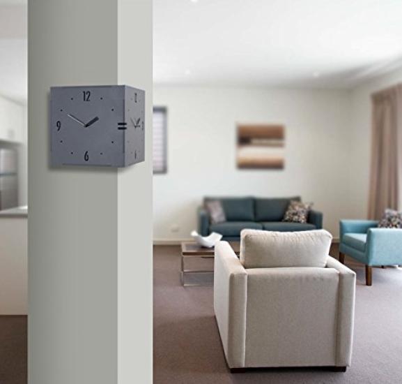 Corner Double-Sided Clock, Handmade Wooden Double-Sided Wall Clock, Stylish Wall Clock, Nordic Style Clock, Interior Decor