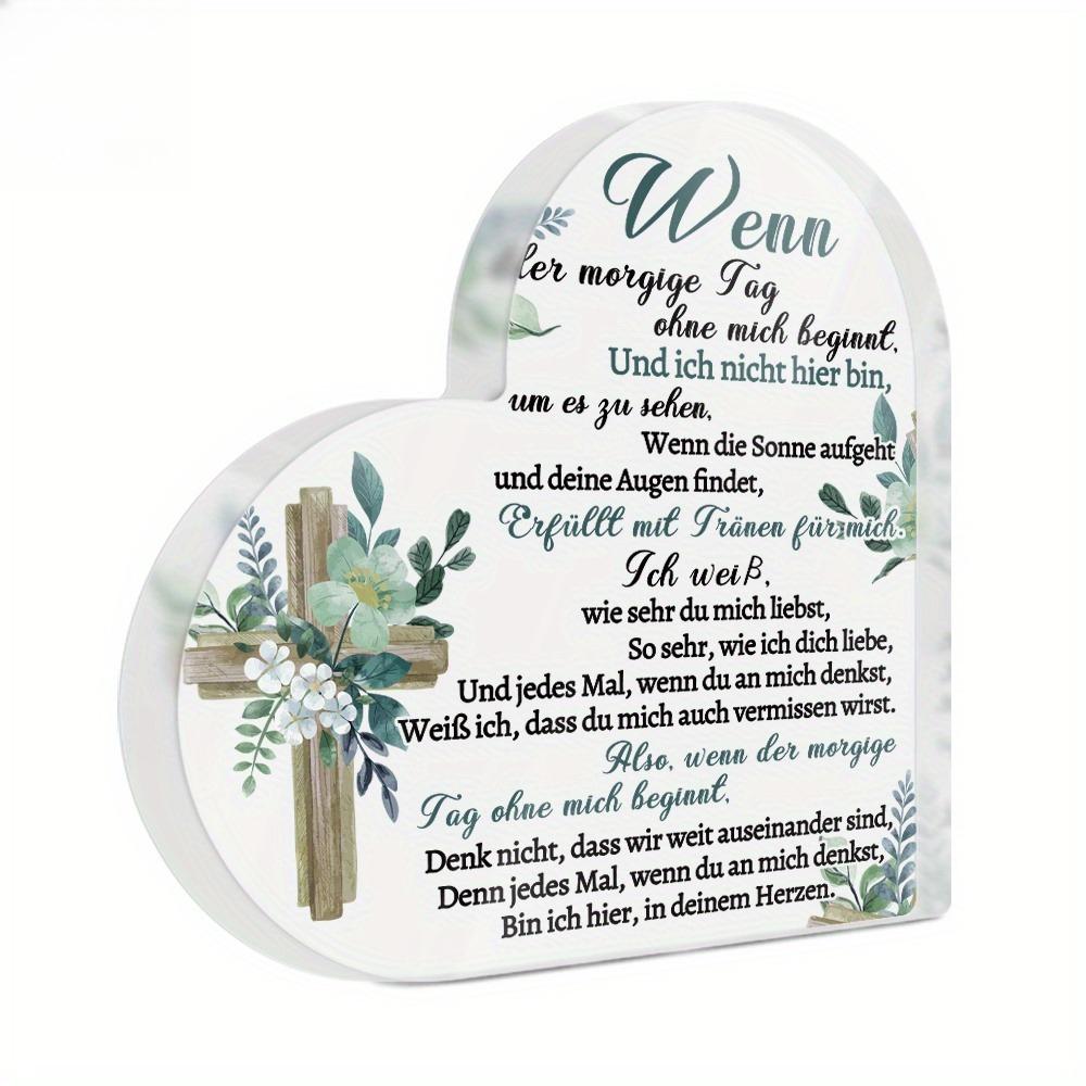 1pc German Heart-Shaped Acrylic Sign Table Decor, 'When Tomorrow Begins Without Me, And I'm Not Here To See It, ' Desktop Decoration