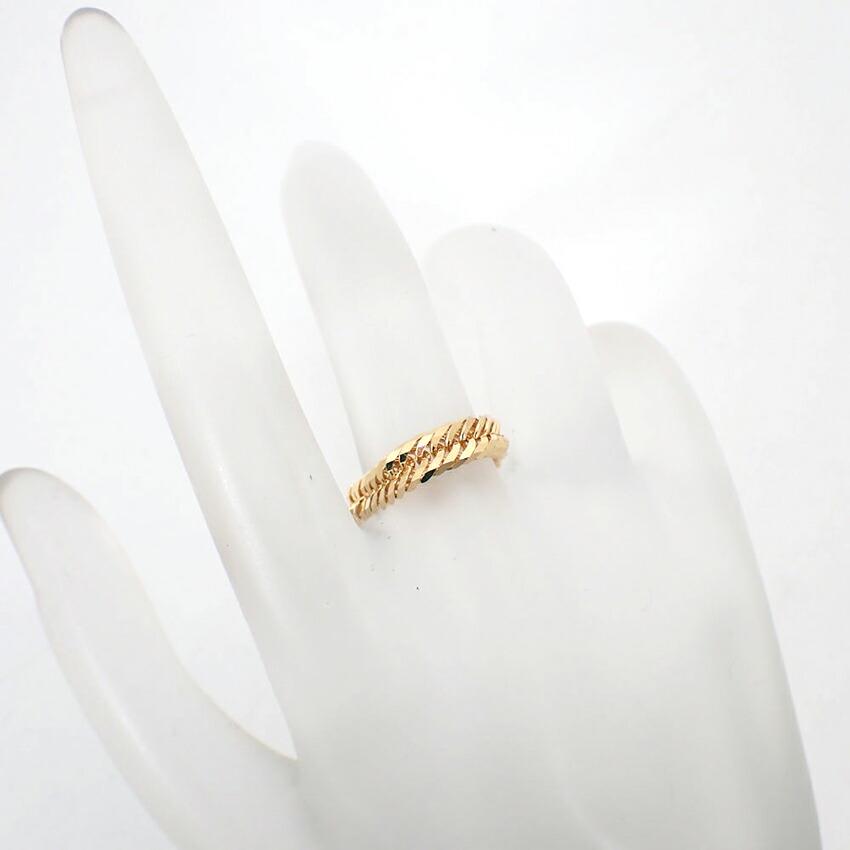 [Pre-owned] 18K Yellow Gold Kihei Ring, 3.27g, 12-sided Triple Ring, Size 18, Men's, Size 18.5, J91-8