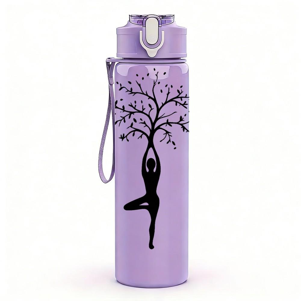1PC Lady Silhouette Tree Silhouette Print 750ml Color Plastic Sports Water Bottle Leakproof Flip Straw Lid Suitable for Sports Office Home Use