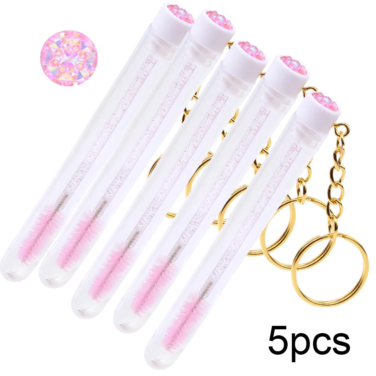 

5 шт. Щеточки для ресниц с брелоком для ресниц в прозрачном контейнере, одноразовые щеточки для наращивания ресниц с футляром