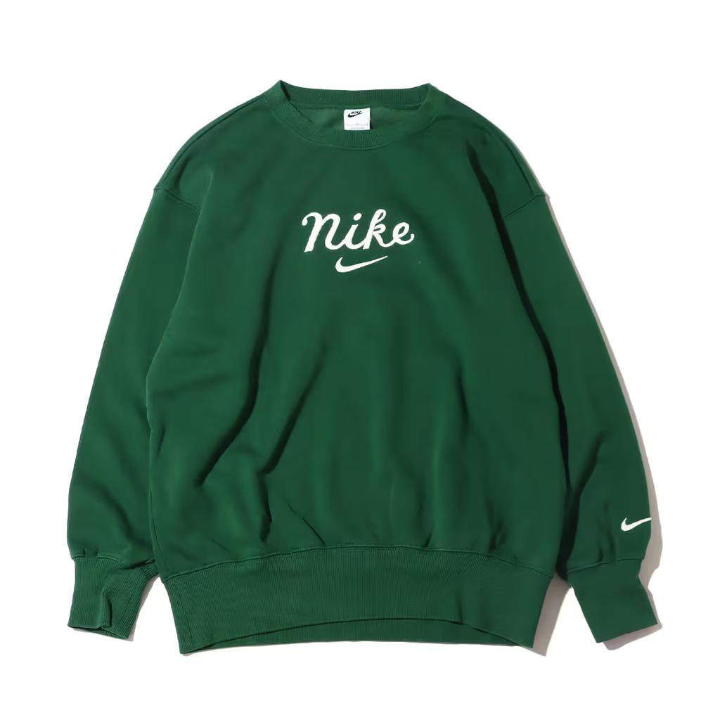 Nike Letter Logo Print Round Neck Pullover Long Sleeve Sweatshirt Women Sweatshirt Green DZ4626-341