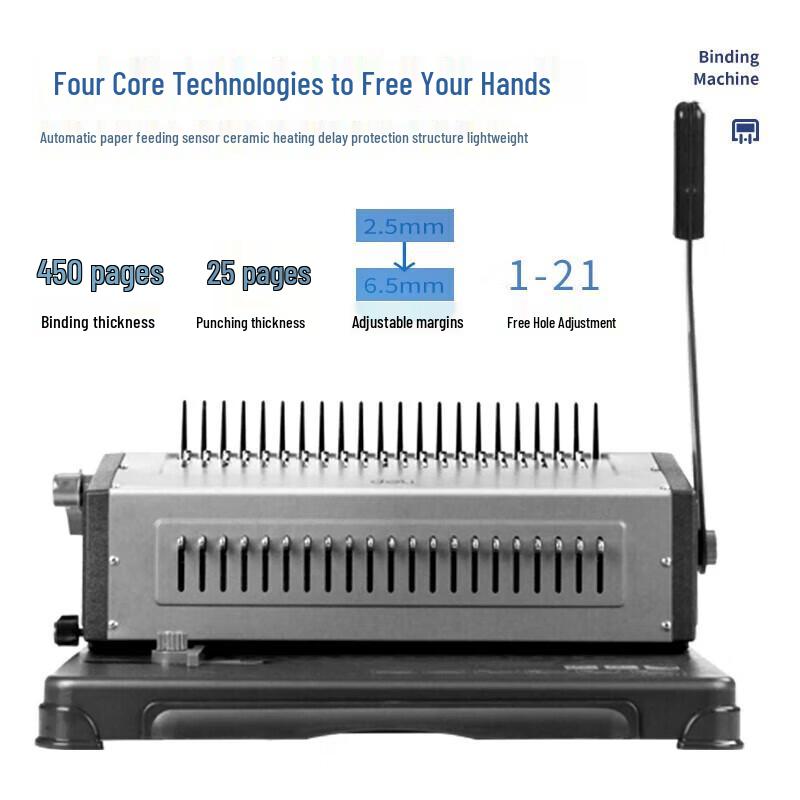 Deli 21-Hole Comb Binding Machine CN plug (adapter included)