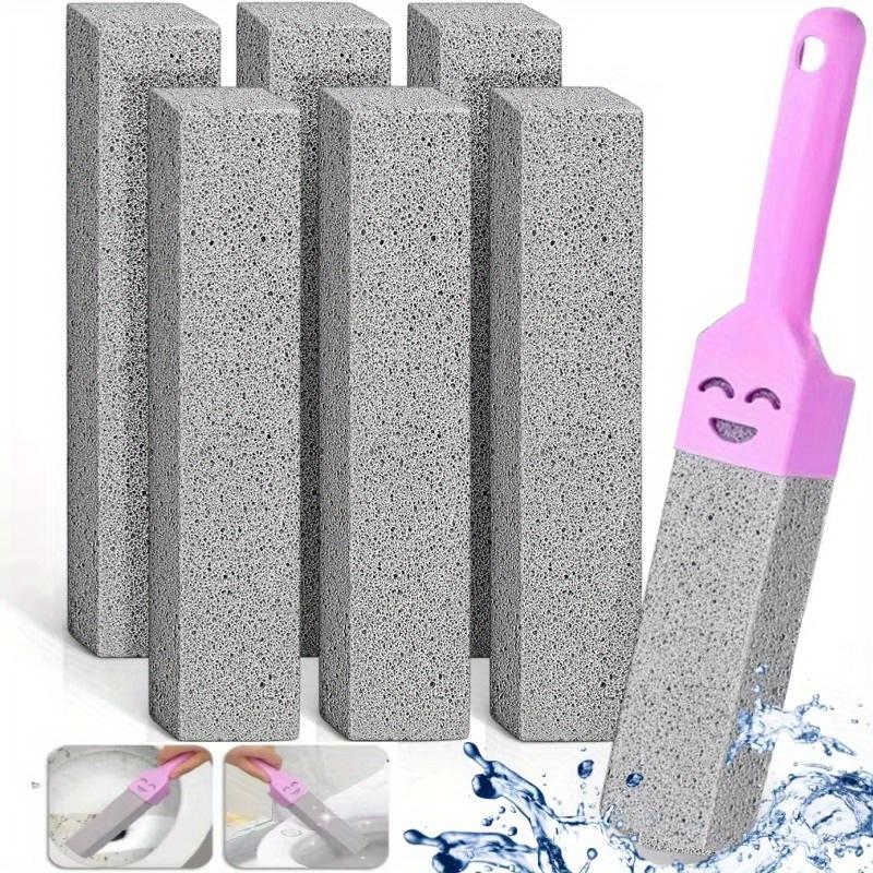 Pumice Stone Cleaning Stick Set - Stain & Rust Remover for Toilet, Kitchen, Bathroom Tiles, and Sinks - Includes Handle Brush
