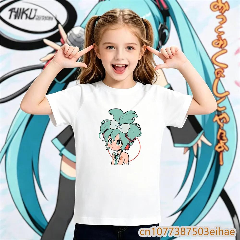 2026 Summer Hatsune Miku Y2K Retro Style Loose Printed ShortSleeved TShirt for Childrens Sporty Outfit