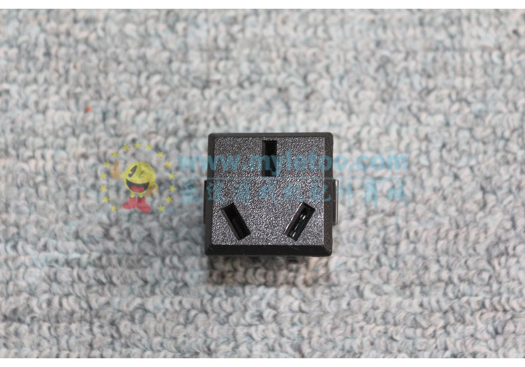 Game Console 220V C13 Power Socket with Copper Pins, 3-Pin Black with Ears