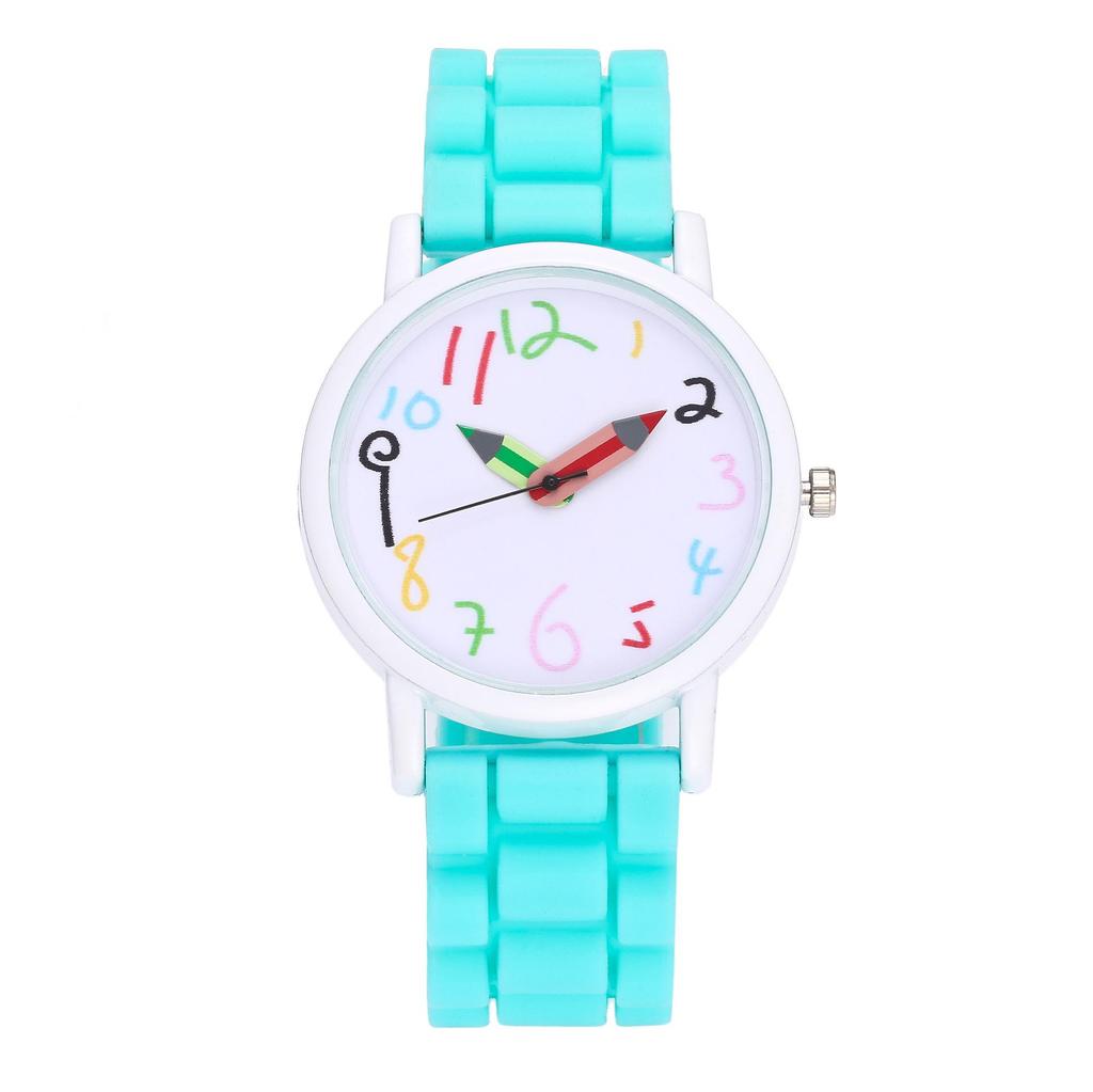 Cartoon Colorful Number Women's Jelly Silicone Strap Quartz Wristwatch