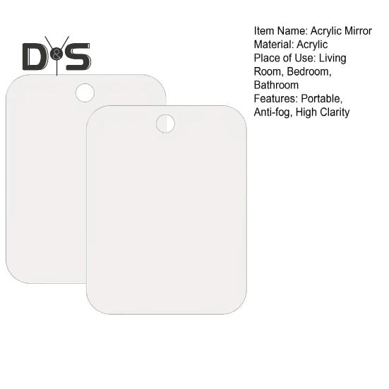 2 шт. акриловое незапотевающее зеркало для душа, портативное дорожное противотуманное зеркало для бритья и макияжа, небьющееся безрамное настенное зеркало для ванной комнаты