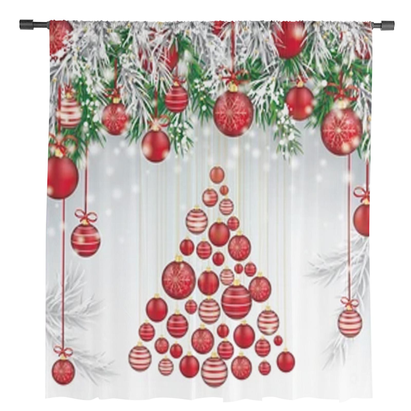 

Рождественские снежинки, красные шары, прозрачные шторы для гостиной, спальни, балкона, прозрачные оконные жалюзи, кухонные шторы