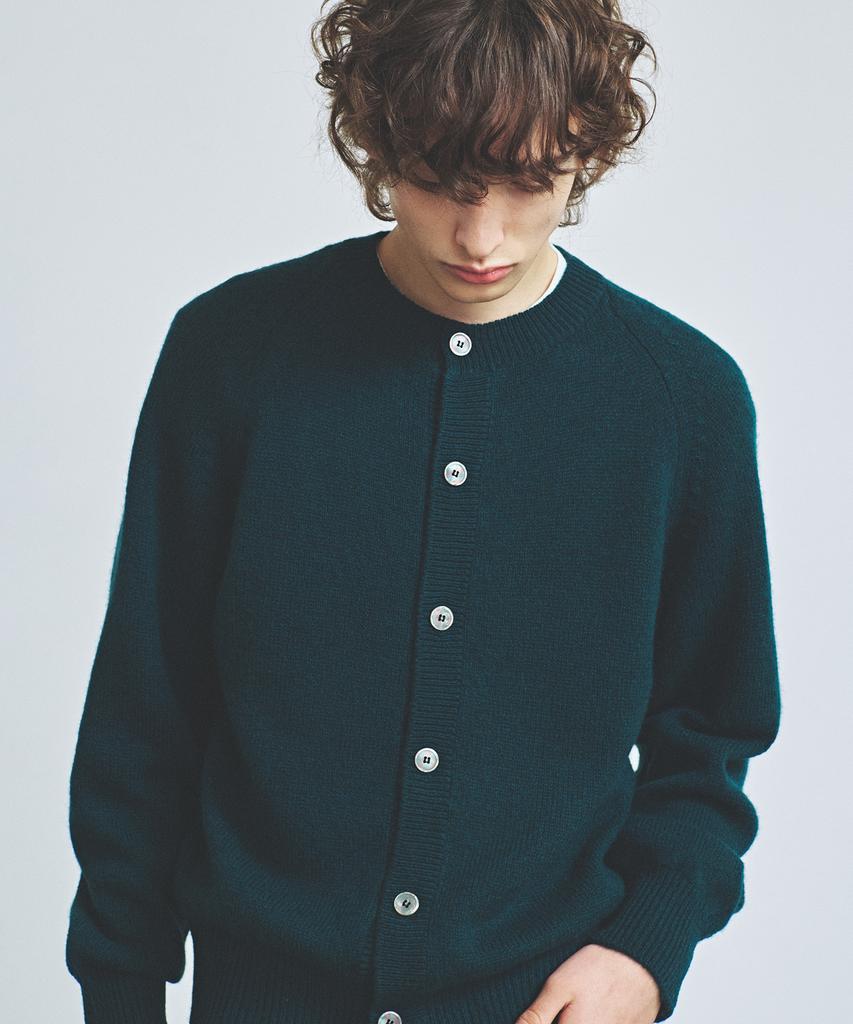 Knitted Shaggy Dog 100% Wool Round Cardigan Dark Green