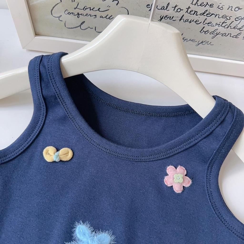 Korean Summer Colorful Vest & Layered Skirt Set for Baby Girls