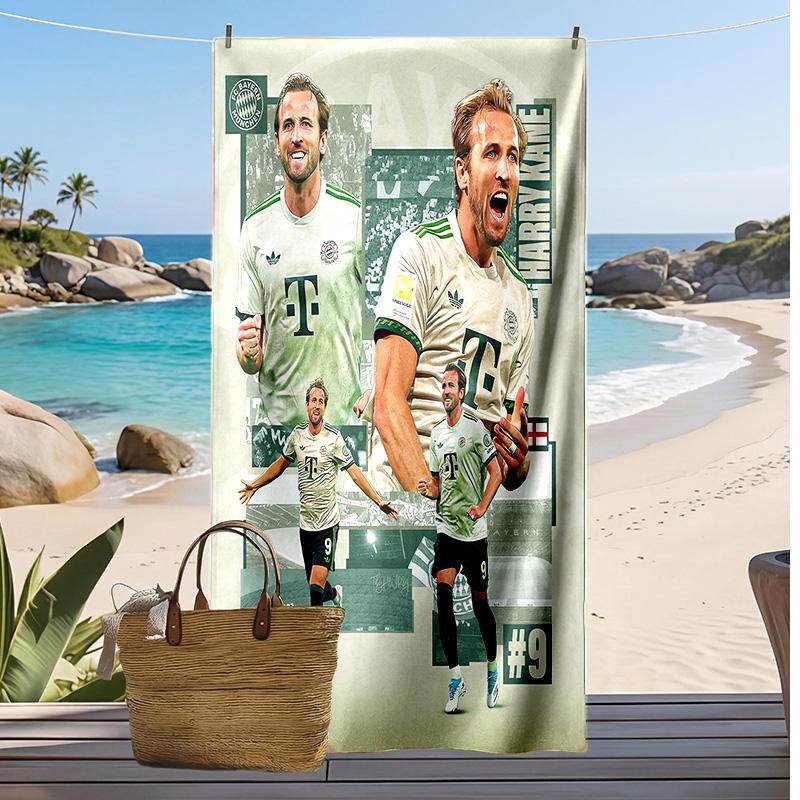 Harry Kane Aufdruck Strandtuch Schnelltrocknend Weiches Handtuch Tragbar Große Rechteckige Stranddecke für Reisen Schwimmbad