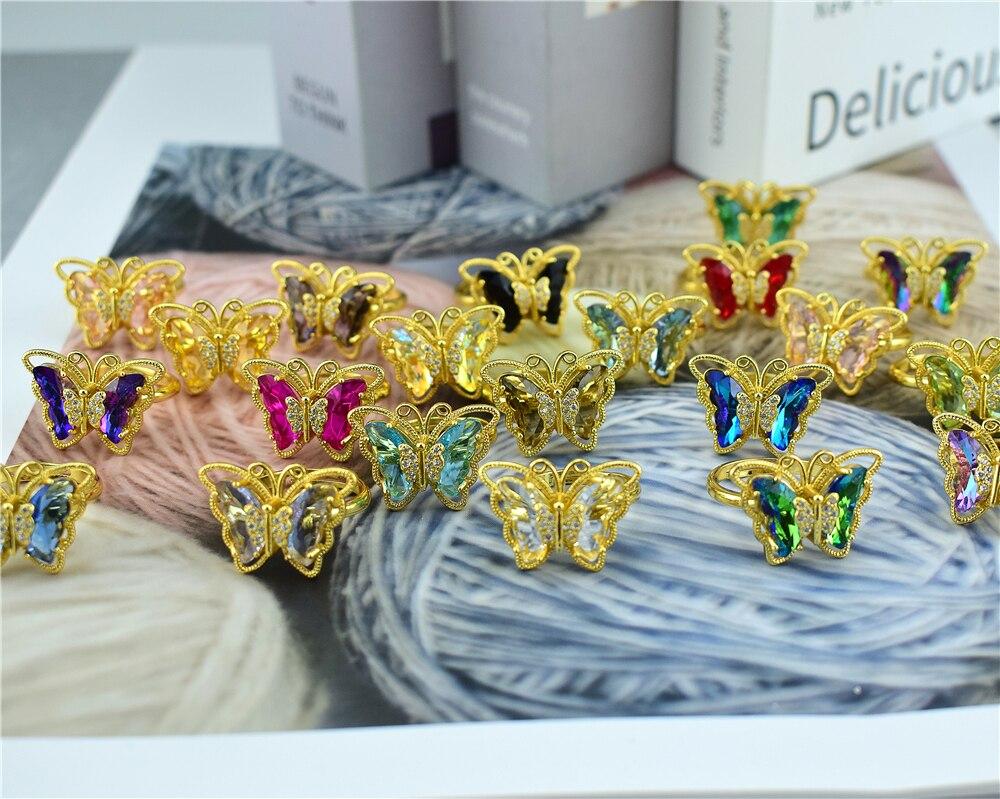 New Glass Color Opening Adjustable Ring Men 'S Jewelry Women 'S Gift Exquisite Jewelry Glittering Jewelry Electroplating Colo