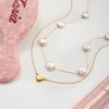 Double Layer Pearls Necklace Adjustable Length Stainless Steel Neck Jewelry For Women Fashion Accessories