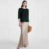 National style fragrant cloud yarn: 100% mulberry silk round neck temperament jacquard anti-aging silk shirt for women