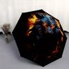 1pc Flaming Wolf Durable Cartoon Folding Umbrella, Portable Compact Umbrella for Men and Women R092