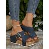 Women's Summer European American Style Wedge Sandals Magic Tape Platform