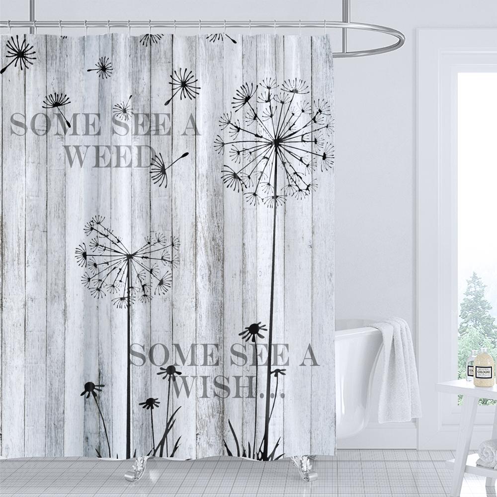 1 Pc Blue Rose Patterned Polyester Material Shower Curtain Waterproof Fabric, Flowers Print Bathroom Curtain Partition Curtain