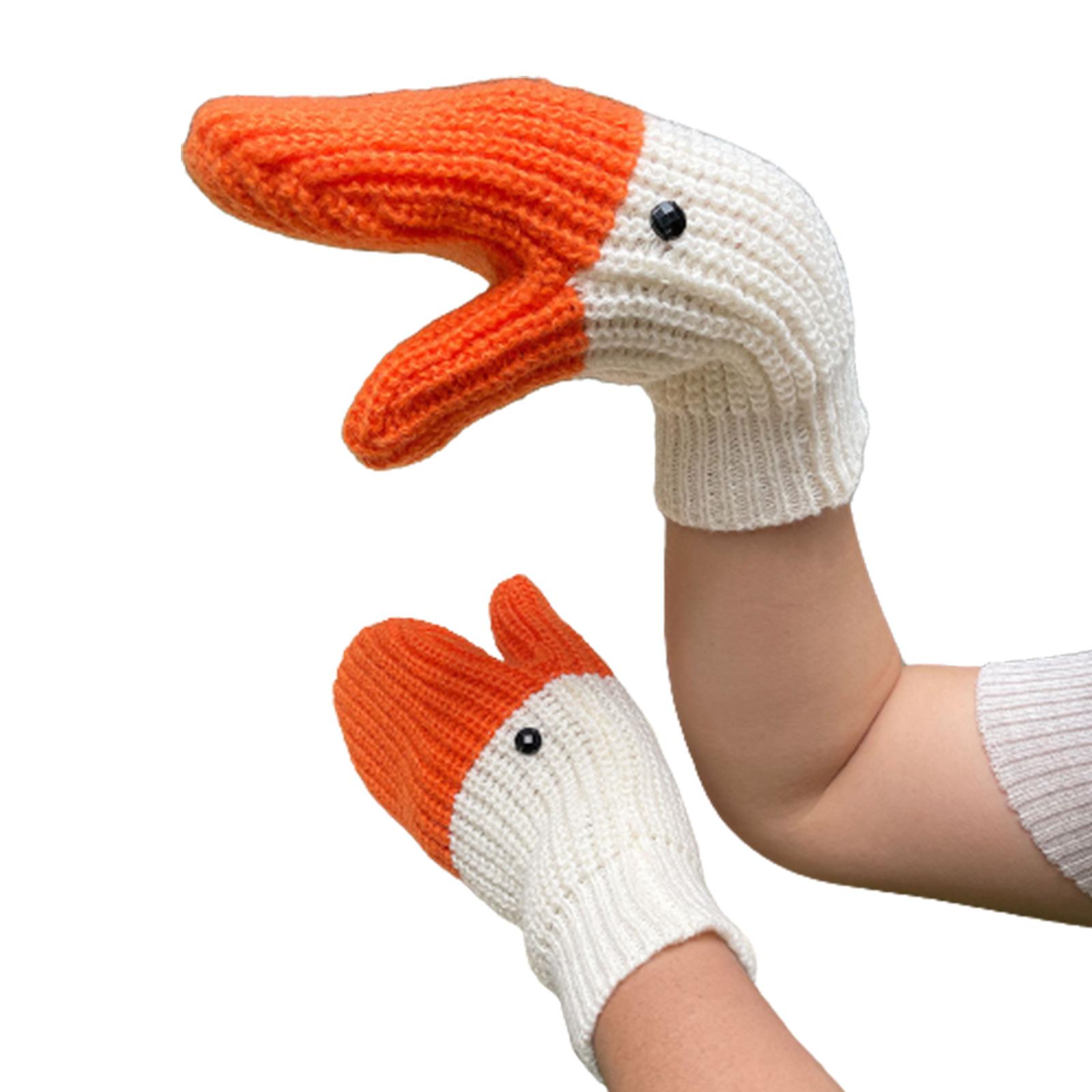 

Women Winter Gloves Warm Gloves Cute Swans Knit Thick Gloves Mittens Thickening Warm Full Finger Gloves 1