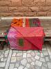 Hand Stitched Kantha Quilt: Recycled Sari Blanket, Bohemian Throw
