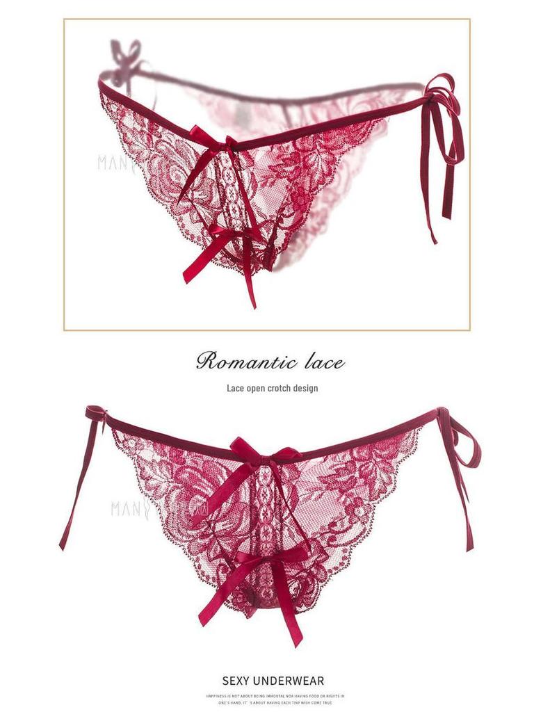 Seductive Japanese Lace Open Crotch Panties Set