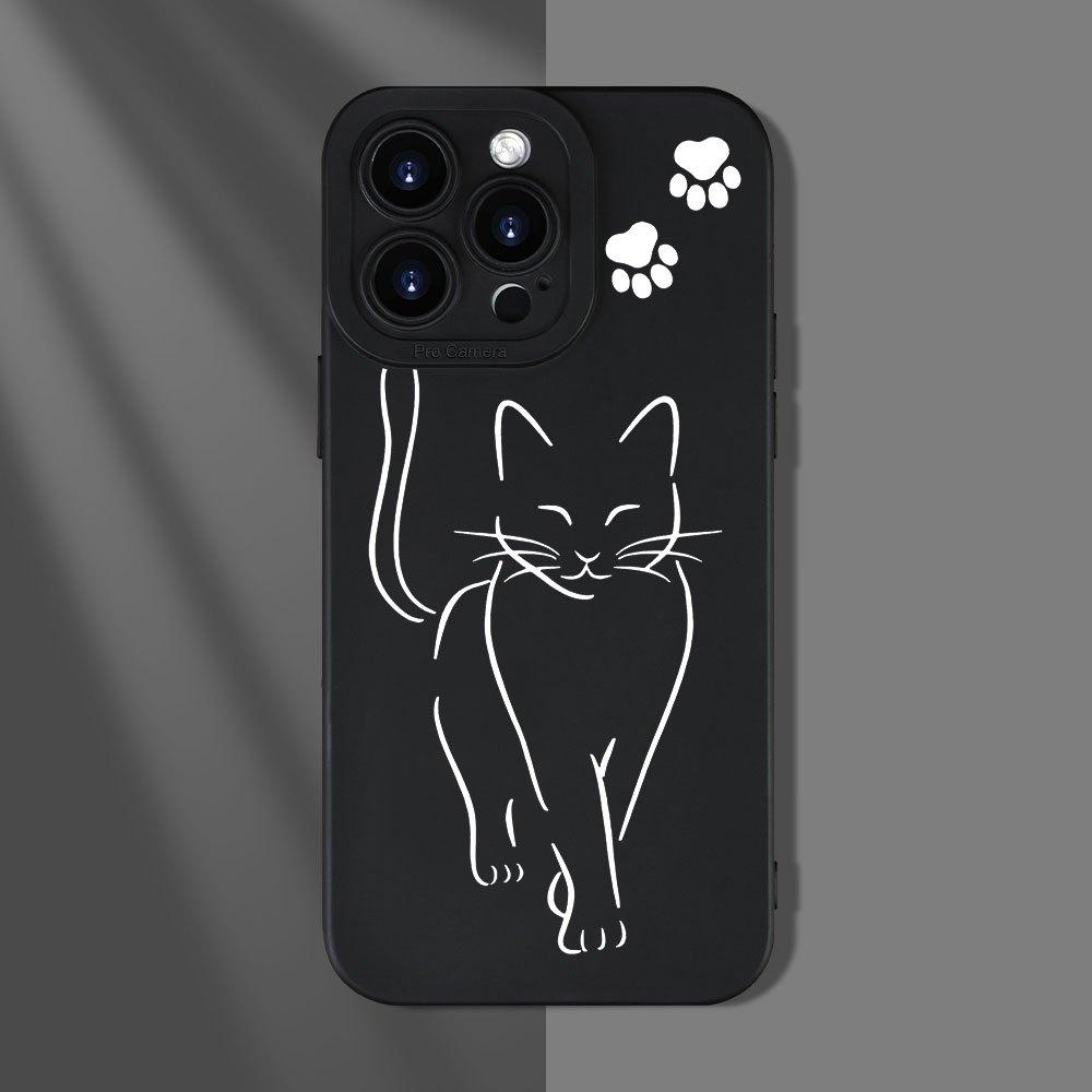 Fashionable black cat pattern phone case suitable for iPhone 17 16 15 14 13 12 11 Pro/Max/Plus anti drop and shockproof